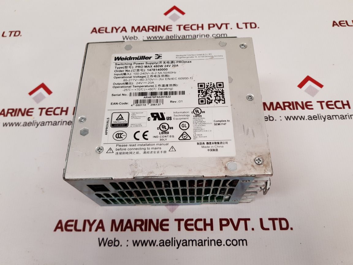 Weidmuller pro max 480w 24v 20a power supply 1478140000
