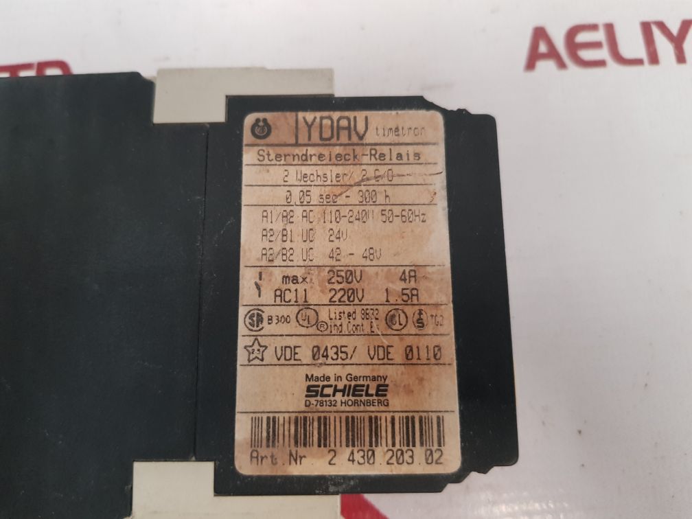 Schiele Timetron Ydav Time Delay Relay 2.430.203.02