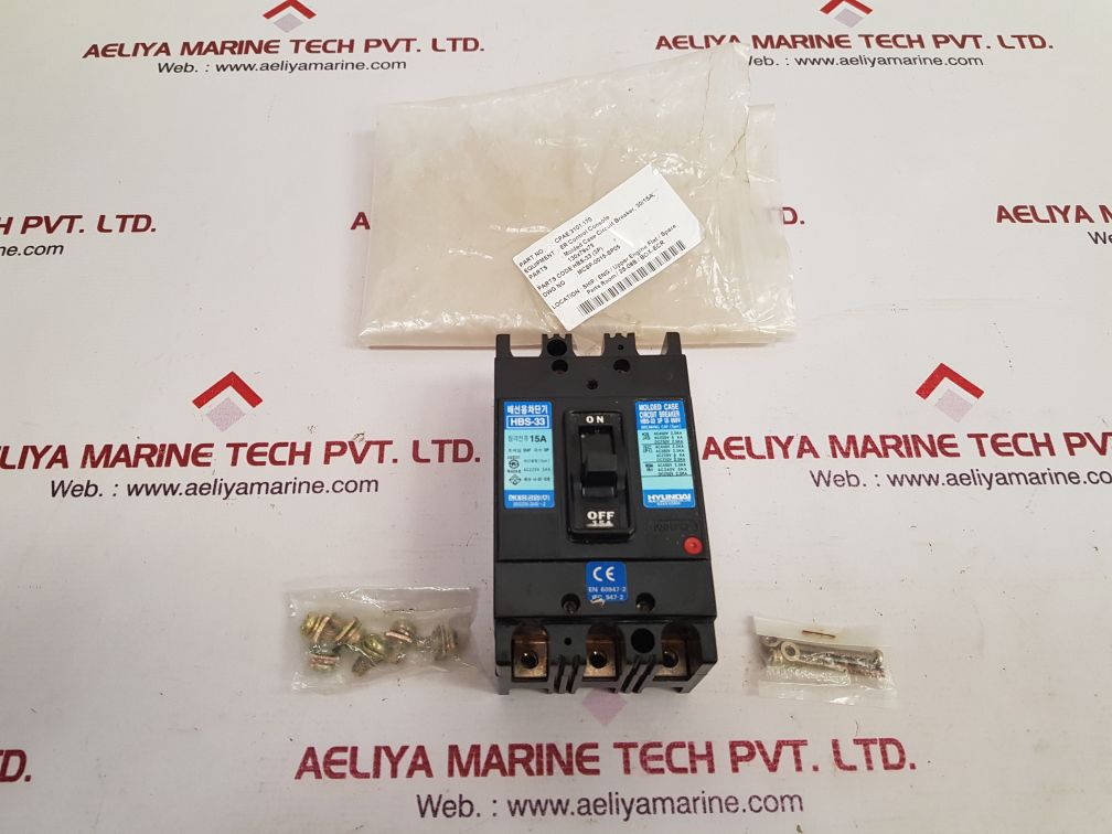 Hyundai Hbs-33 3-pole Molded Case Circuit Breaker 15A