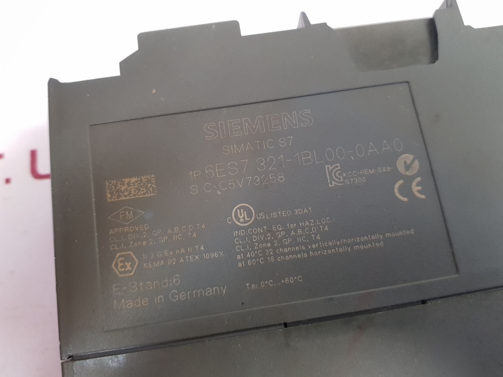 Siemens Simatic S7 6Es7 321-1Bl00-0Aa0 Digital Input Module E-stand: 6