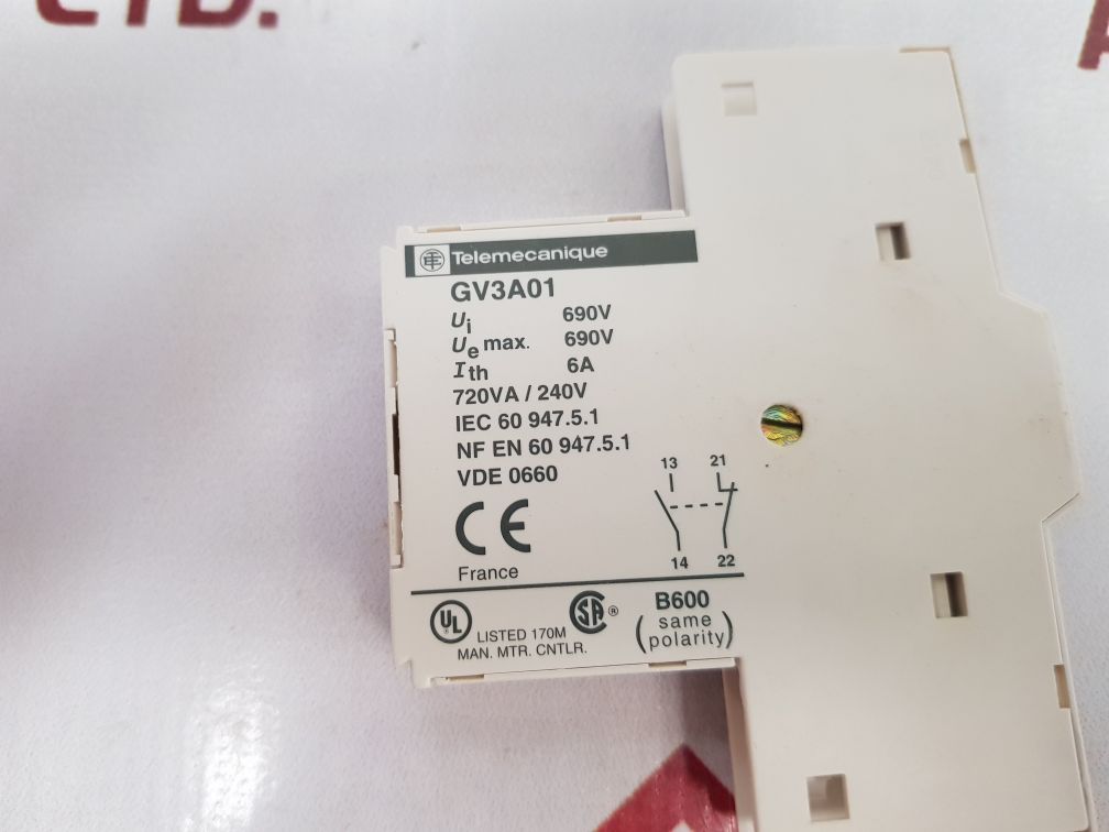 Telemecanique Tesys Gv3A01 Auxiliary Contact Block