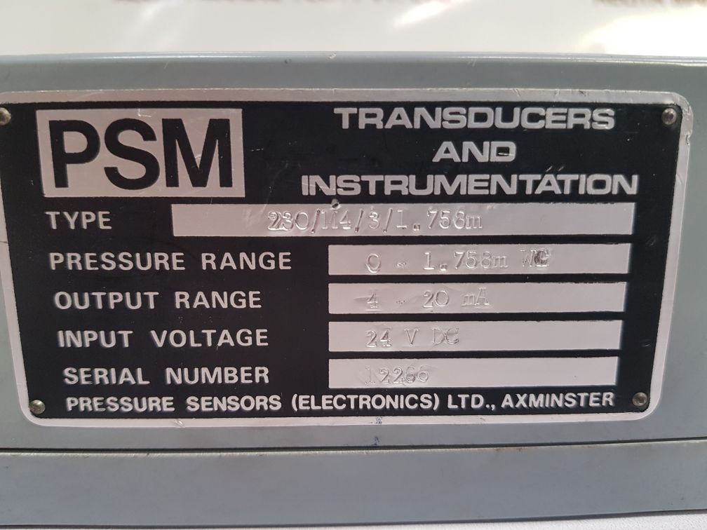 Psm 230/M4/3/1.758M Transducers And Instrumentation