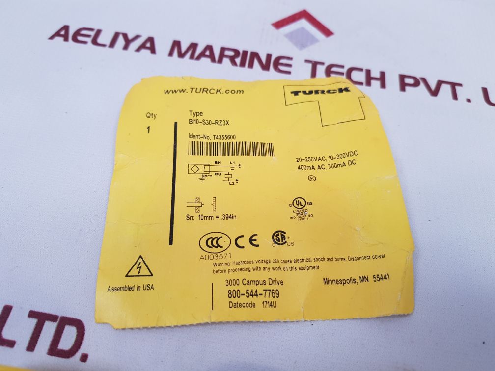Turck Bi10-s30-rz3X Inductive Proximity Switch