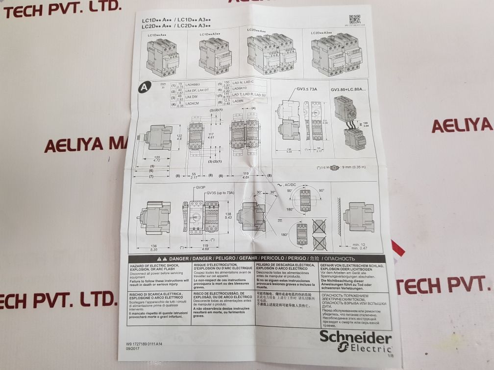 Schneider /Telemecanique Lc1D65Ap7 3 Pole Contactor