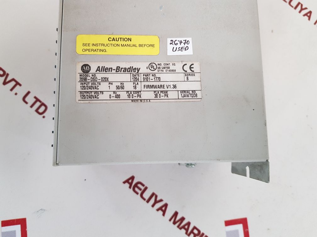 Allen-bradley ultra 3000i servo drive 2098-dsd-020x ser b