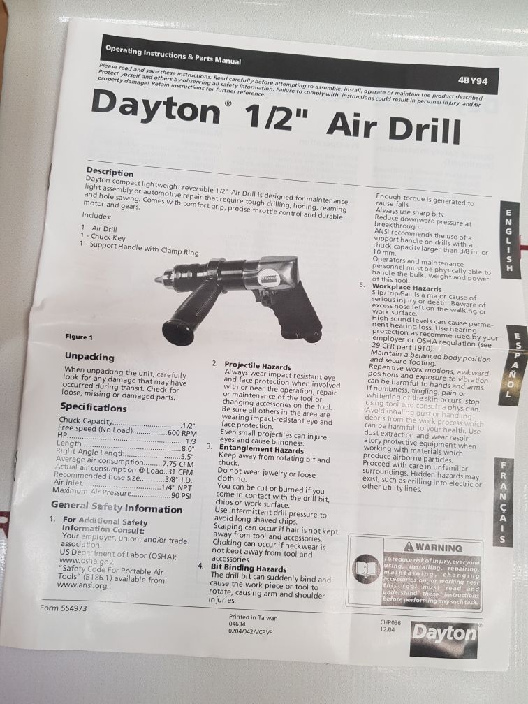 Dayton 4By94 Pistol Drills