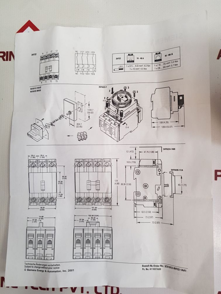 Siemens 3Vf9221-1Jm10 Shunt Trip