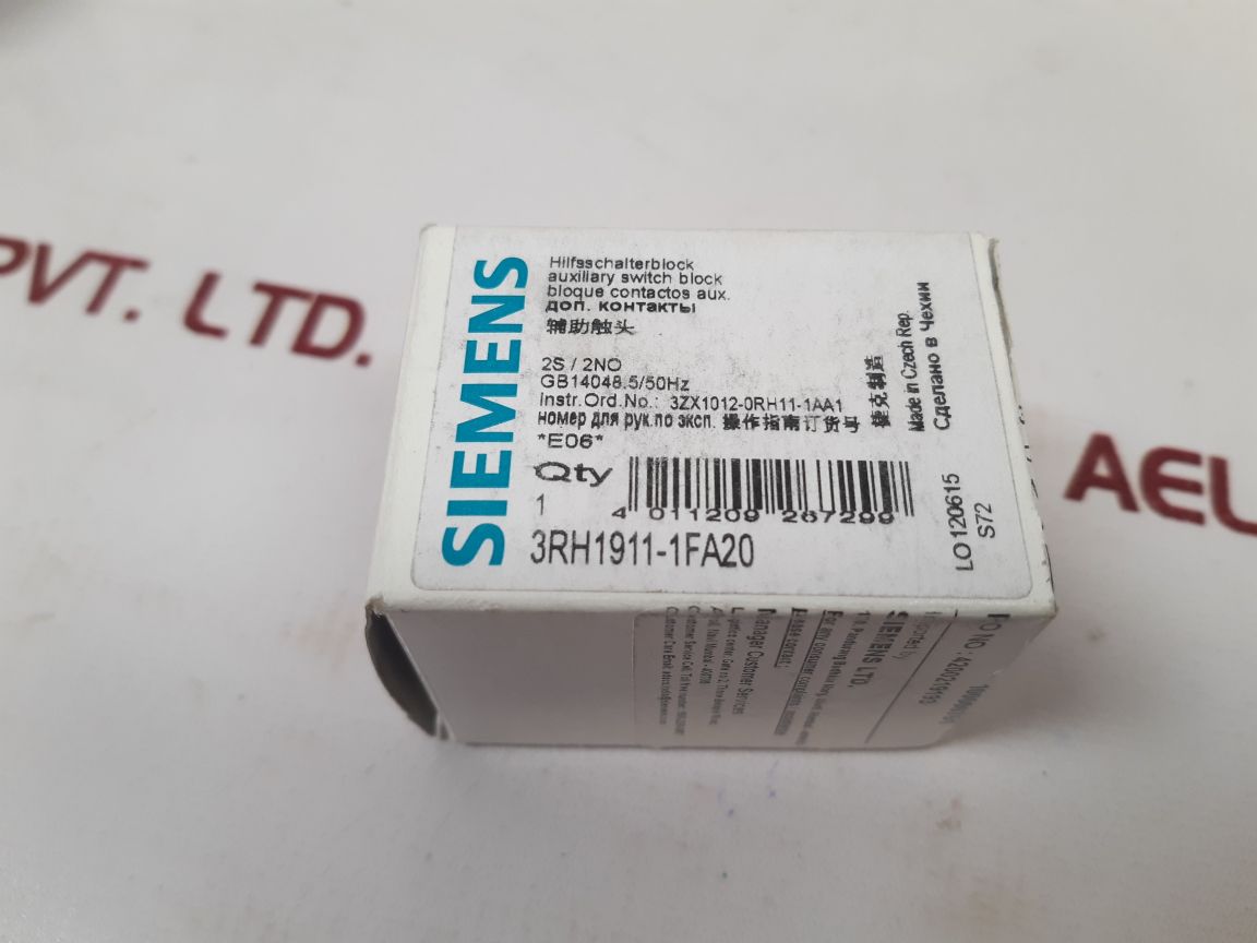 Siemens 3Rh1911-1Fa20 Auxiliary Contact Block