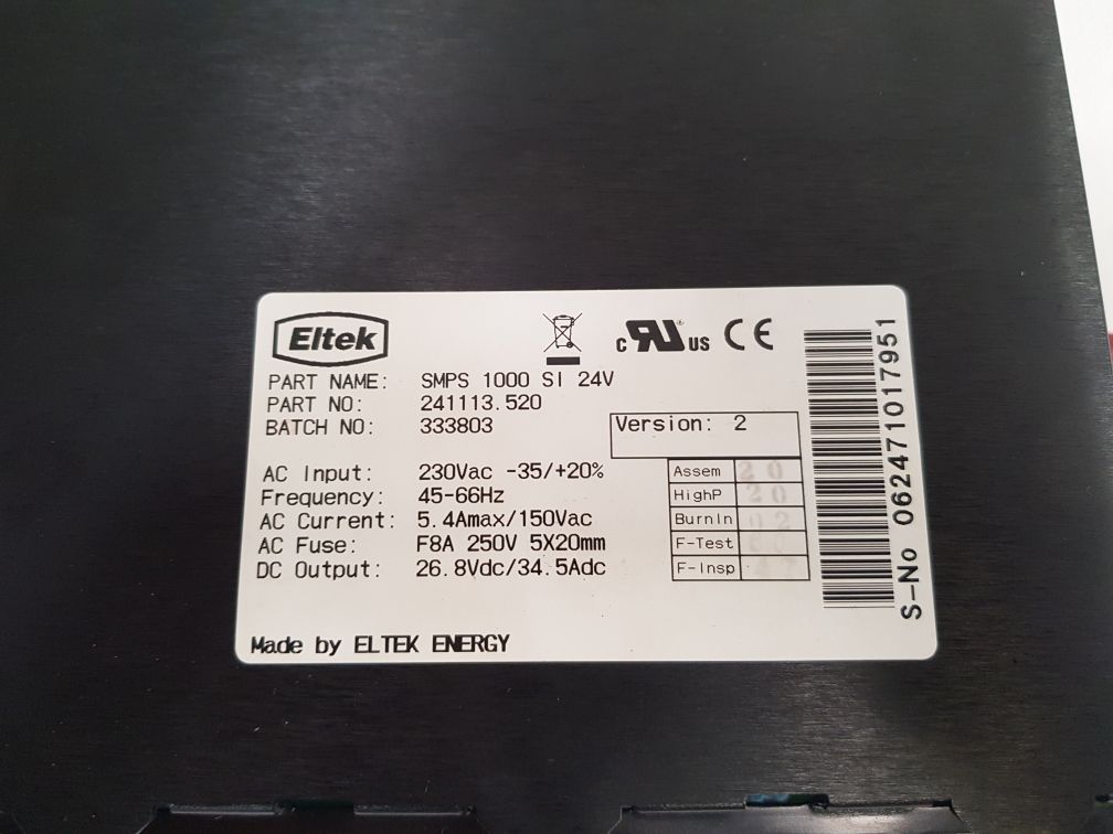 Eltek Smps 1000 Si 24V Power Supply 241113.520 24V