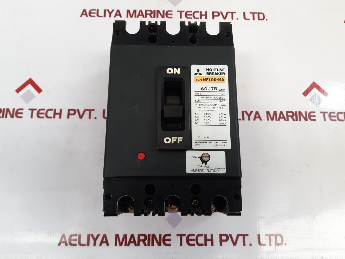 Mitsubishi Nf100-ha No-fuse Circuit Breaker 60/75 Amp
