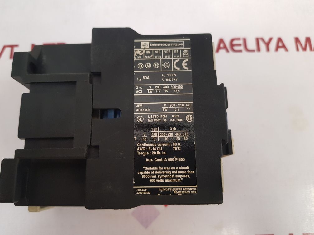 Telemecanique Lc1 D3210 Contactor 75°C