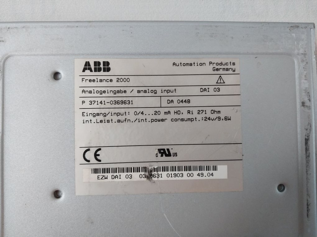 Abb Dai 03 Analog Input Module Ezw Dai 03 0369631 01903 00 49.04 Freelance 2000