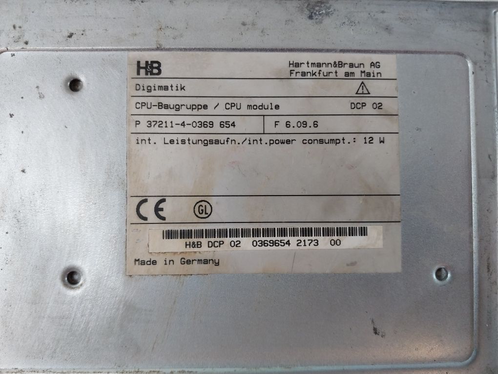 Hartmann & Braun Dcp 02 Cpu Module Dcp 02 0369654 2173 00