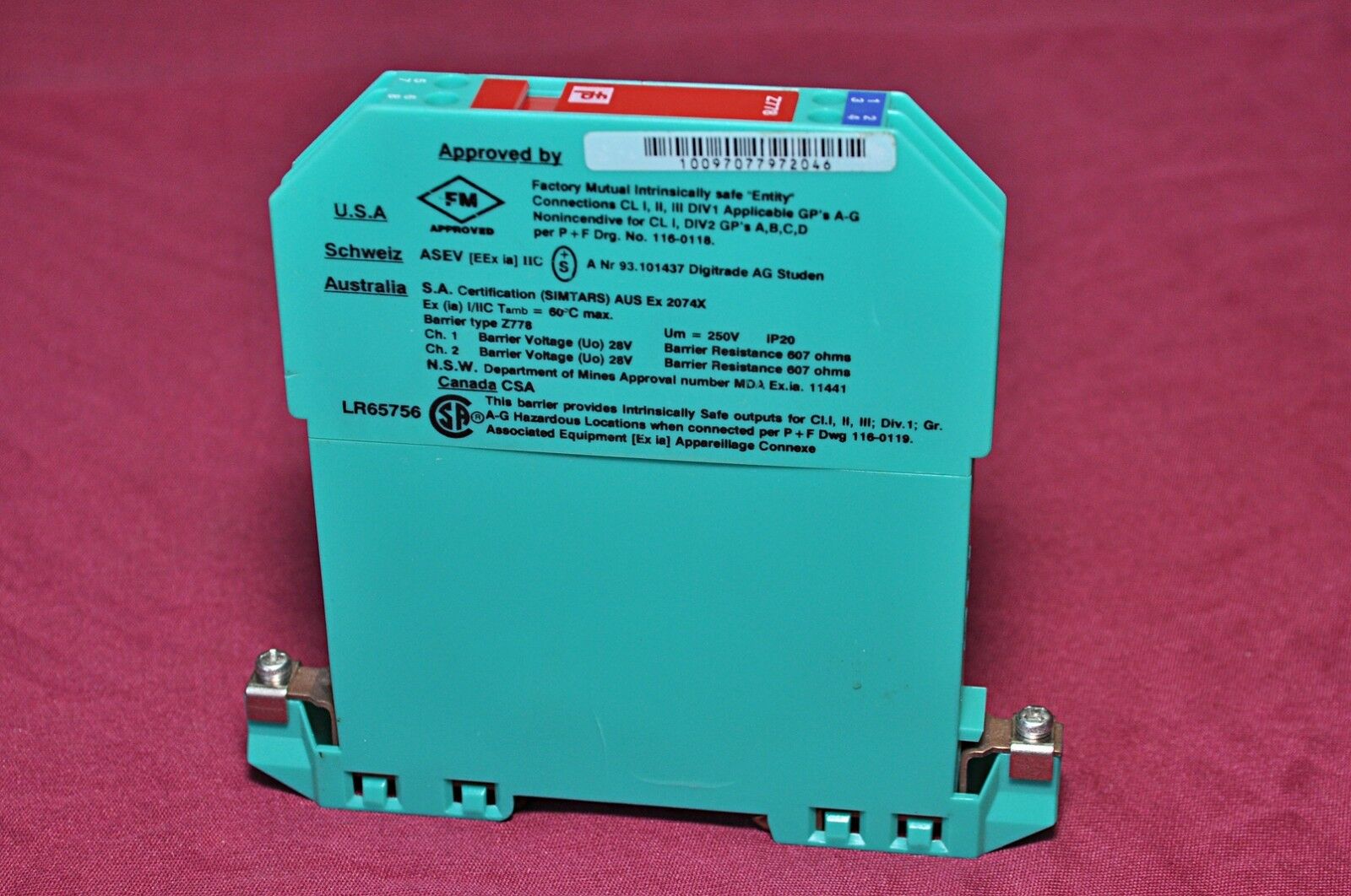 Pepperl+fuchs z-series z778 safe snap barrier 71804