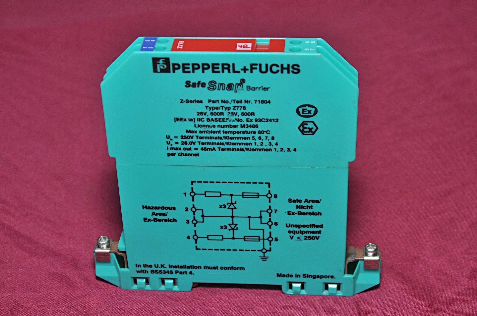Pepperl+fuchs z-series z778 safe snap barrier 71804