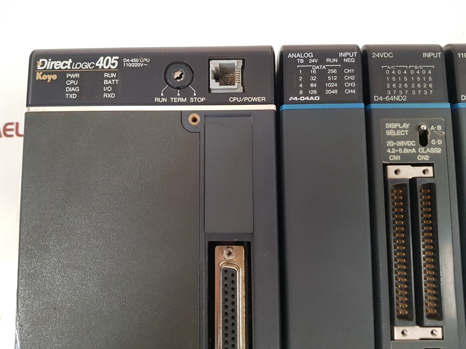 Koyo direct logic 405 d4-450 cpu,f4-04ad,d4-64nd2,d4-08na,d4-32nd3-1,f4-08trs-1,f4-08ad
