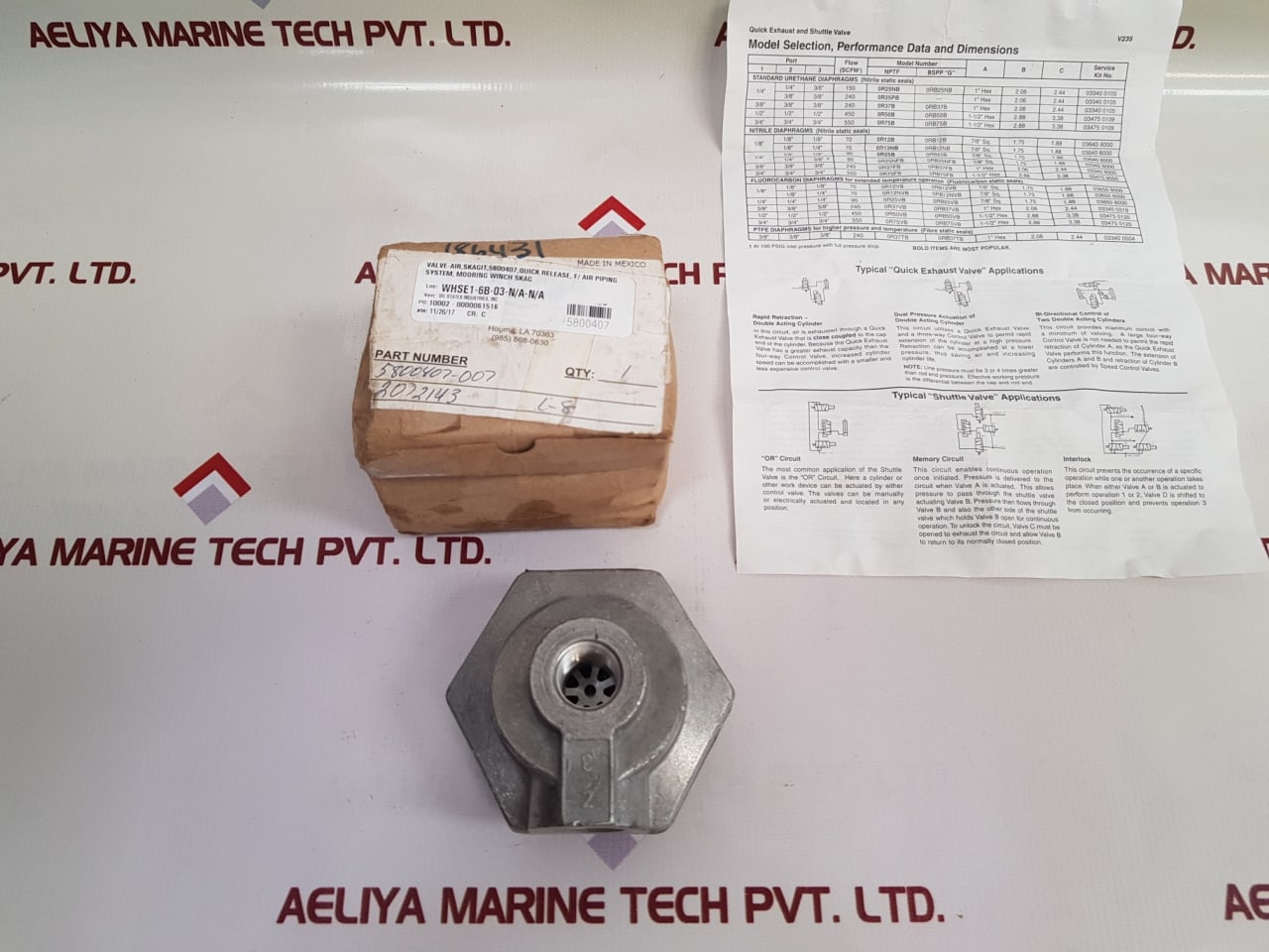Parker 0R50B Quick Exhaust And Shuttle Valve
