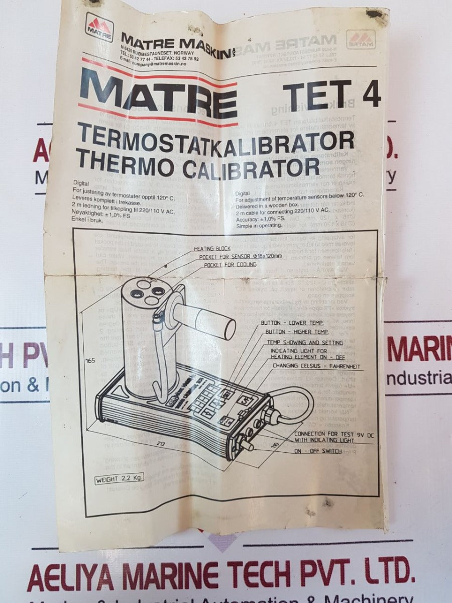 Matre Maskin Tet4 Temperature Calibrator 220Vac