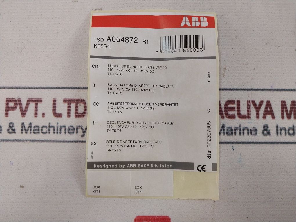 Abb 1Sd A054872 R1 Shunt Opening Release Wired Circuit Breaker Accessory Set