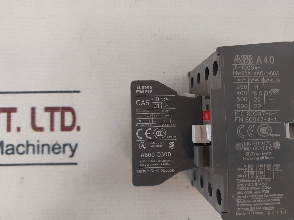 Abb A40 Contactor Cal5 Contact Blocks With Ta42 Series Overload Relays Set