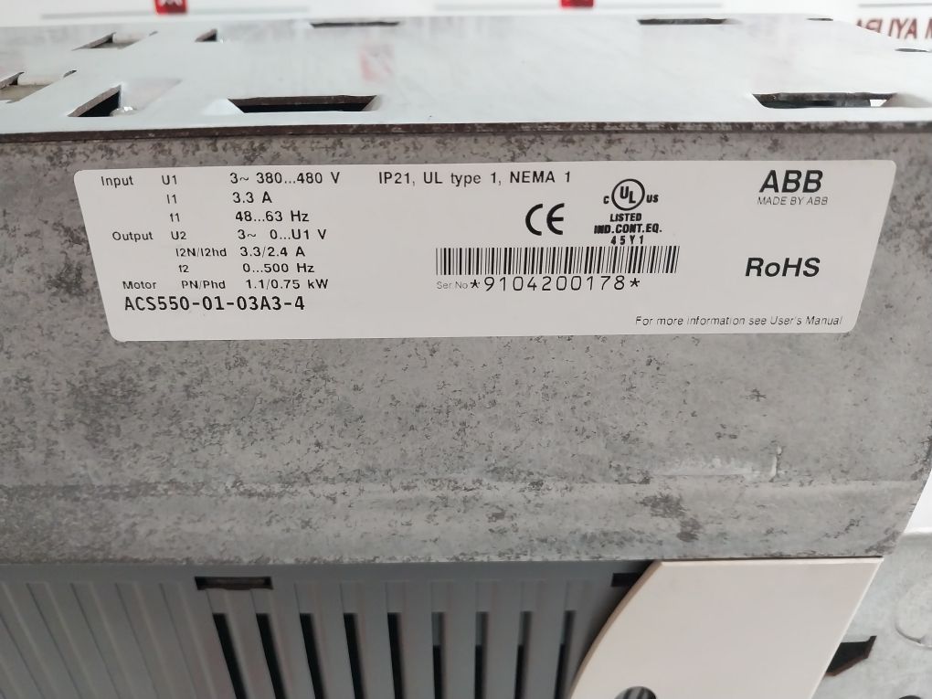 Abb Acs550-01-03A3-4 Ac Inverter Drive 1.1/0.75 Kw