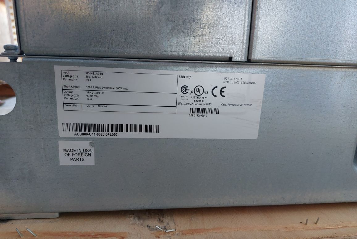 Abb Acs800-u11-0025-5+L502 Drive Control Panel