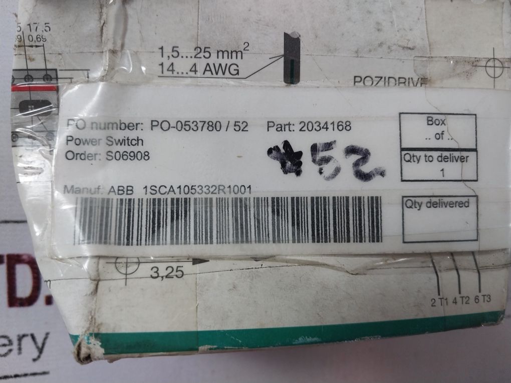 Abb Ot63F3 Disconnector/Load Break Switch 600Vac 60A