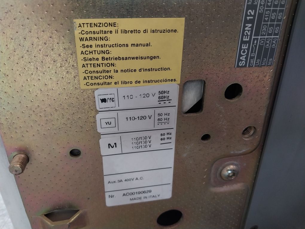 Abb Sace E2N 12 Low Voltage Air Circuit Breakers 1250A 690V