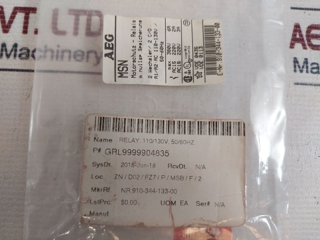 Aeg Msn Motor Protection Relay 380V 6A
