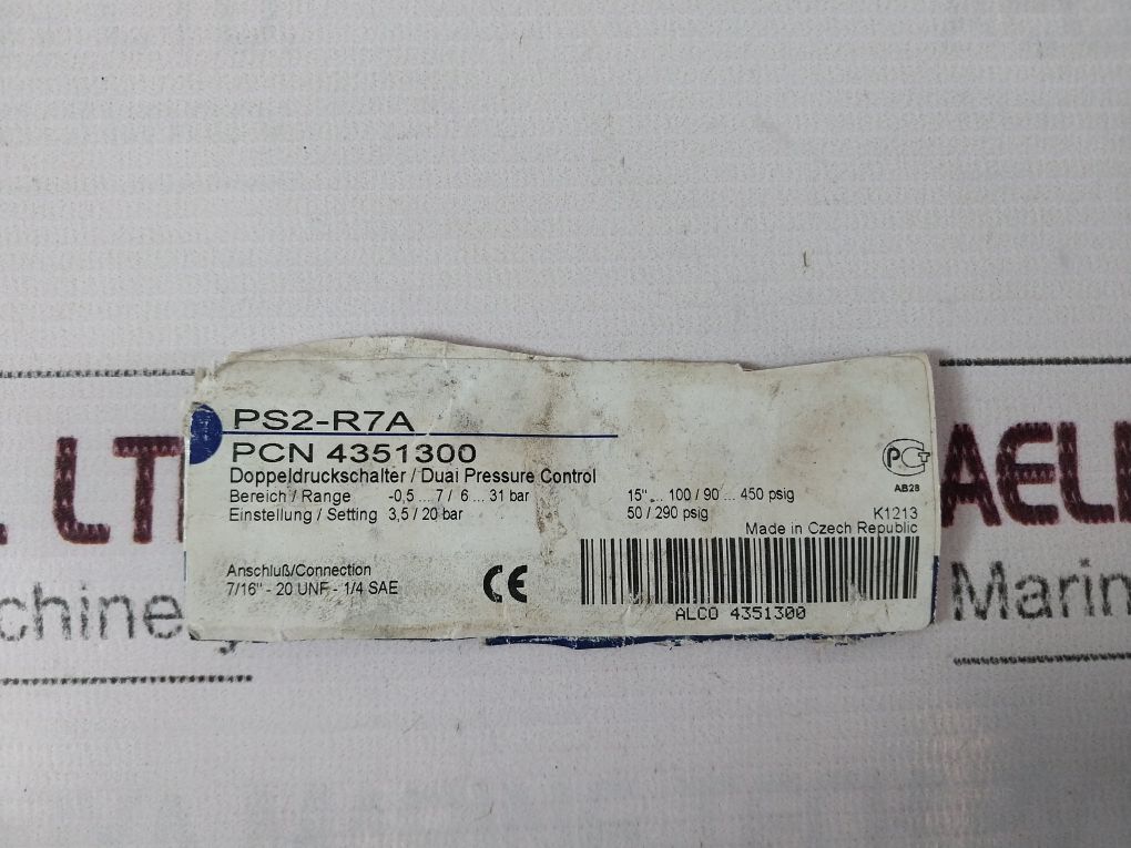 Alco Controls Ps2-r7A Pressure Switch