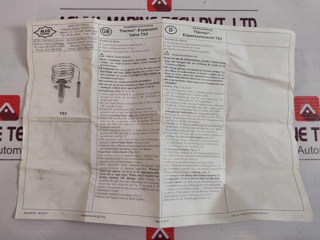 Alco Controls Tx3-s23 Thermo Expansion Valve Tx3