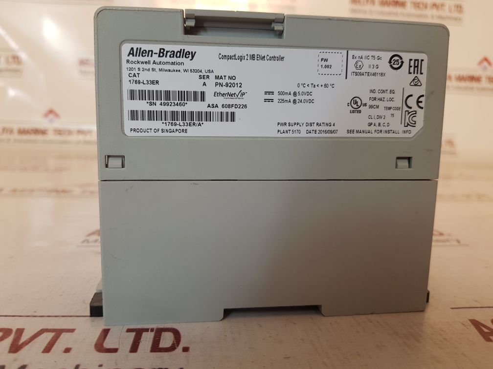 Allen-bradley Rockwell 1769-l33Er Compact Logix 2 Mb Enet Controller