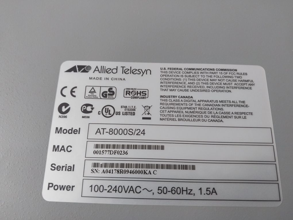 Allied Telesis At-8000S/24 Ethernet Switch With Kit