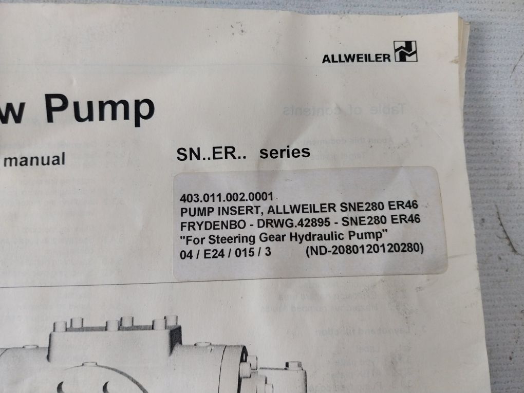 Allweiler Sne280Er46 Pump Repair Set 172X189X1,5