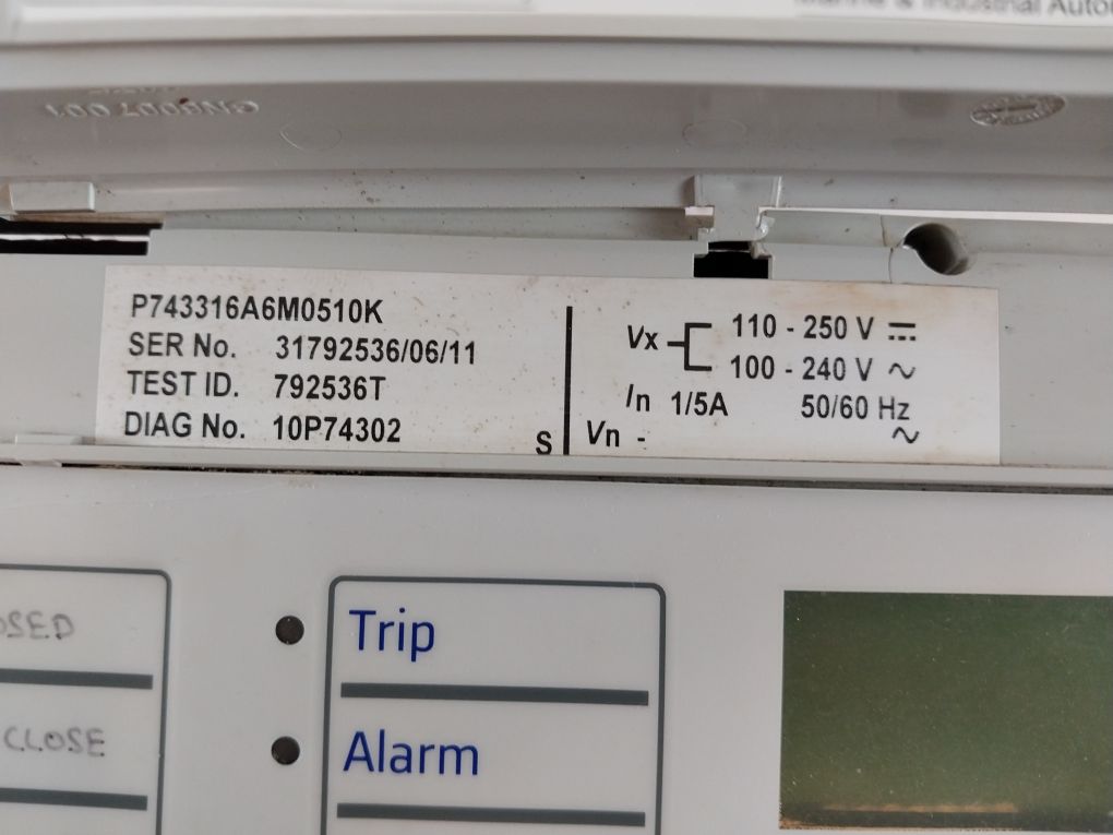 Alstom Micom P743 Generator Protection Numerical Relay P743316A6M0510K