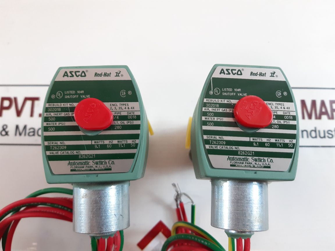 Asco 8262g21 red-hat 1/4" pipe solenoid valve