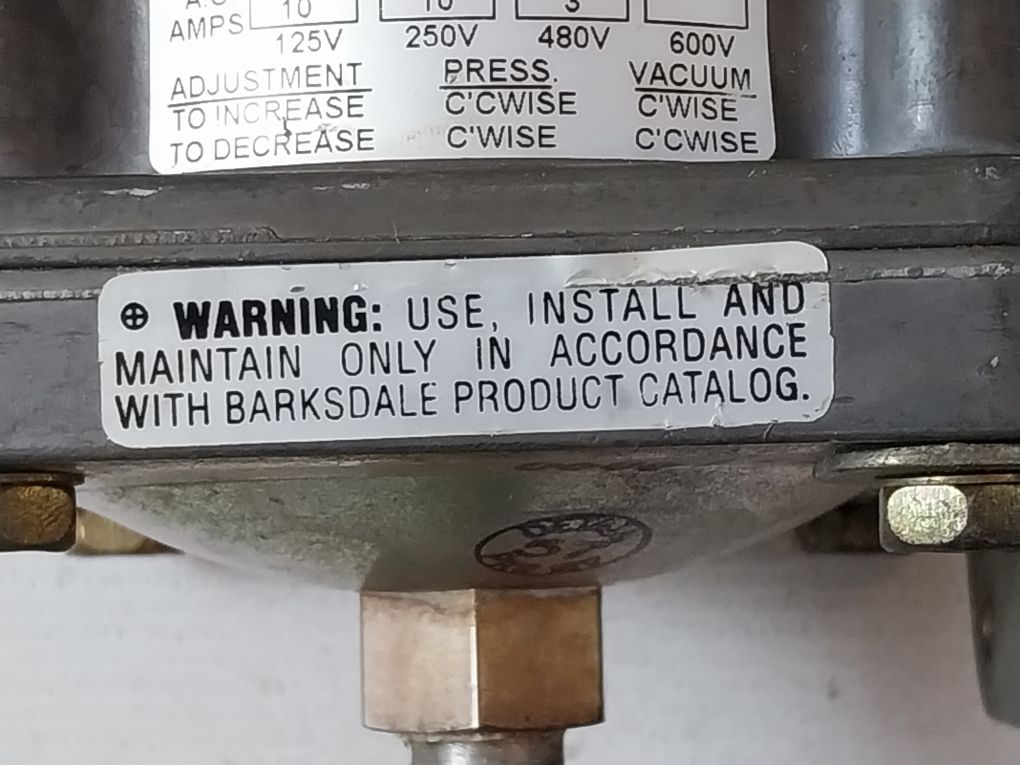 Barksdale D2H-a150Ss Vacuum Actuated Switch