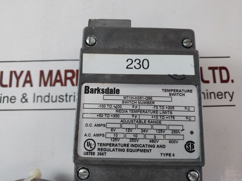 Barksdale Mt1H-h351-q86 Temperature Switch