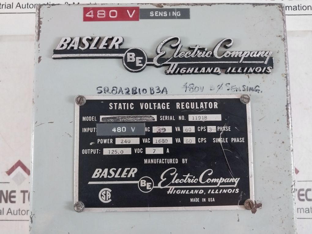 Basler Electric Sr8A2B10B3A Static Voltage Regulator