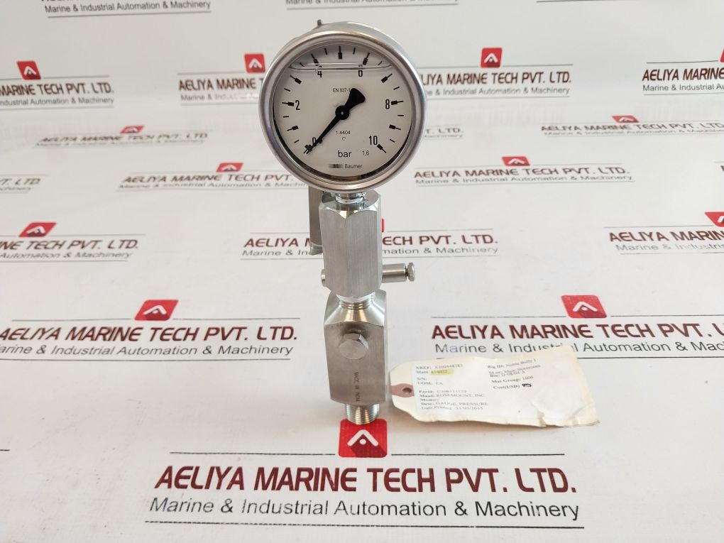 Baumer En 837-1 Pressure Gauge With Rosemount C306111125-0000 Valve