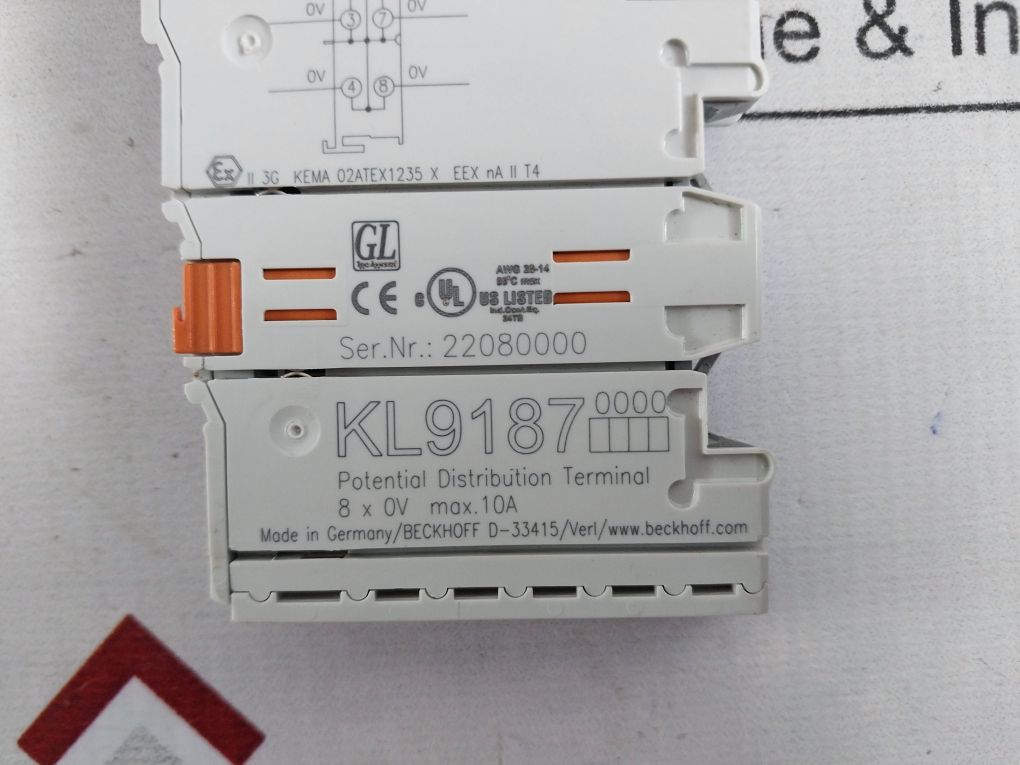 Beckhoff Kl9187 Potential Distribution Terminal Module 68 8279708