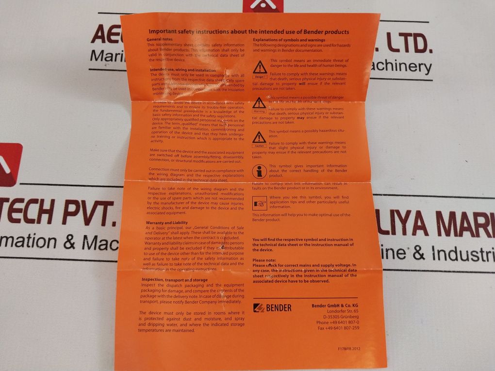 Bender Ir470Ly2-6013 Insulation Monitoring Device