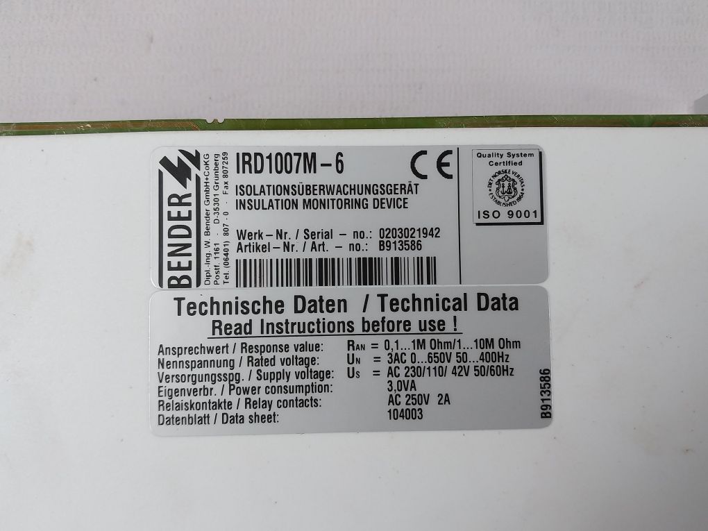Bender Ird1007M-6