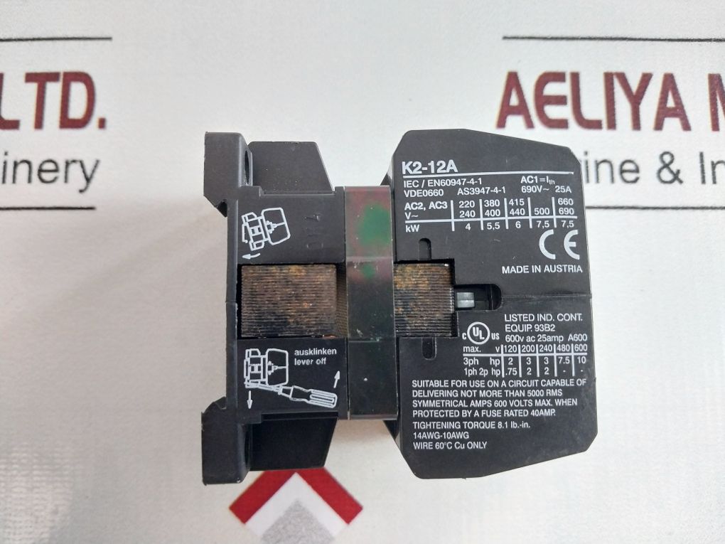Benedikt & Jager K2-12A10 Contactor Relay
