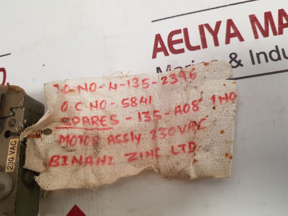 Binani Zinc 4-135-2396 Motor Assly 230 Vac