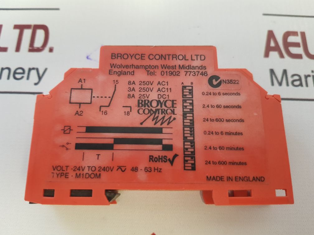Broyce Control M1Dom Multi Function Time Relay 24V To 240V~ 48-63 Hz