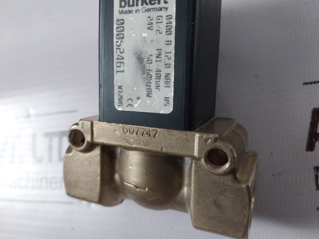 Burkert 0400 B 12.0 Nbr Ms 00062461 Solenoid Valve G1/2 Pn1-40 Bar 24V 8W