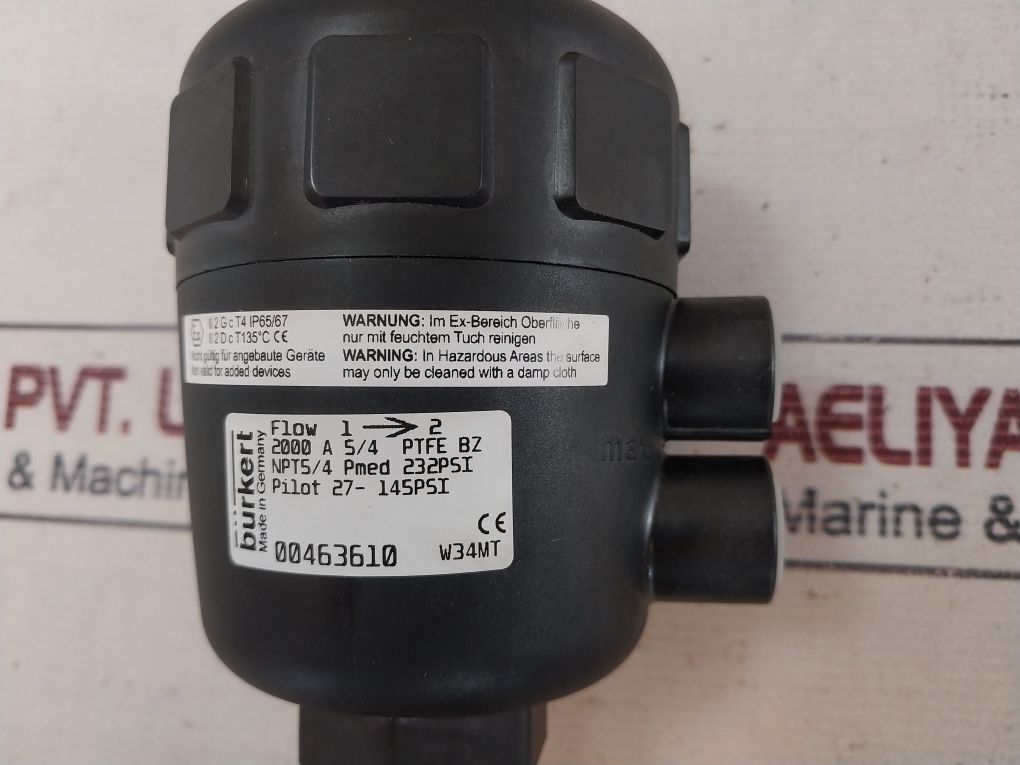 Burkert 2000 A 5/4 Ptfe Bz 2/2-way Angle Seat Valve