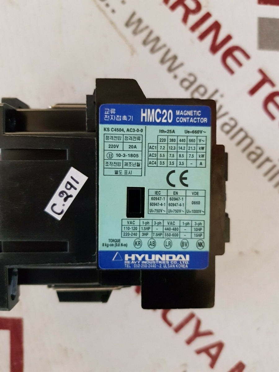 Hyundai hmc20 w11 magnetic contactor 220v 20a