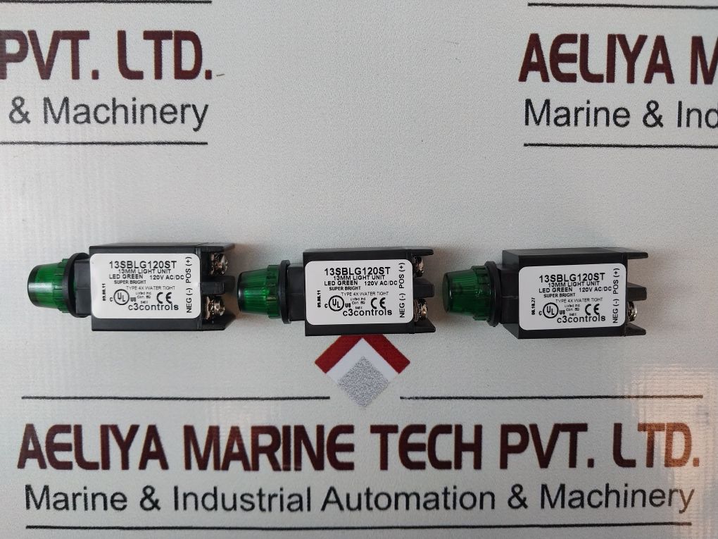 Lot Of 5X C3 Controls 13Sblg120St Pilot Indicator-green Light /Lamp 120V Ac/Dc